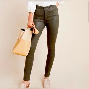 PAIGE Hoxton Ankle- Olive Green Luxe Coating